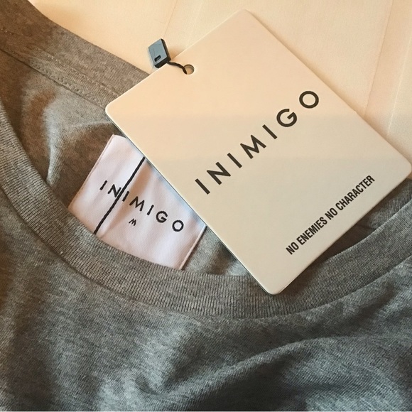 NEW Inimigo L/S Gray T Shirt with Embroidered Heart - Picture 2 of 6